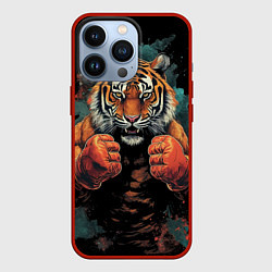 Чехол для iPhone 13 Pro Тигр в стойке тайский бокс, цвет: 3D-красный