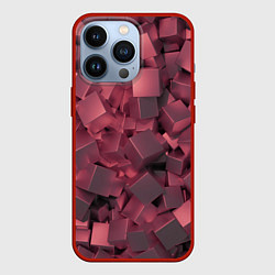 Чехол для iPhone 13 Pro Кубики металлические красные, цвет: 3D-красный