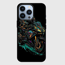 Чехол для iPhone 13 Pro Темный мотоцикл на черном фоне, цвет: 3D-черный