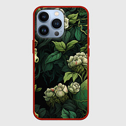 Чехол для iPhone 13 Pro Черепа в поле цветов, цвет: 3D-красный