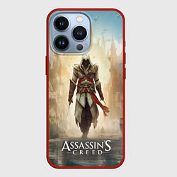 Чехол для iPhone 13 Pro Assassins creed на фоне дворца, цвет: 3D-красный