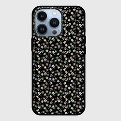Чехол для iPhone 13 Pro Паттерн мелкие цветочки чёрный, цвет: 3D-черный