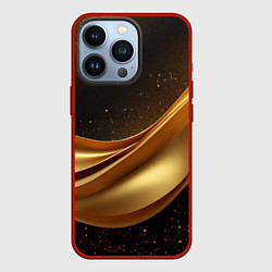 Чехол для iPhone 13 Pro Золотая стильная абстракция на черном фоне, цвет: 3D-красный