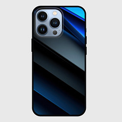 Чехол для iPhone 13 Pro Темная синяя стильная абстракция на черном фоне, цвет: 3D-черный