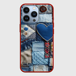 Чехол для iPhone 13 Pro Джинсовый пэчворк - нейросеть, цвет: 3D-красный