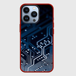 Чехол для iPhone 13 Pro Дорожки платы, цвет: 3D-красный