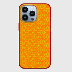 Чехол для iPhone 13 Pro Паттерн из окружностей оранжевый, цвет: 3D-красный