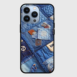 Чехол для iPhone 13 Pro Vanguard jeans patchwork - ai art, цвет: 3D-черный