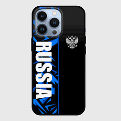 Чехол для iPhone 13 Pro Россия - синяя абстракция, цвет: 3D-черный