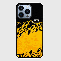 Чехол для iPhone 13 Pro KTM - оранжевые разломы, цвет: 3D-черный