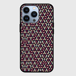 Чехол для iPhone 13 Pro Тёмно-красный геометричный треугольники, цвет: 3D-черный
