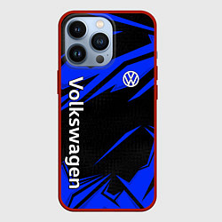 Чехол для iPhone 13 Pro Volkswagen - blue stripes, цвет: 3D-красный