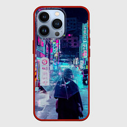 Чехол для iPhone 13 Pro Дождливый неоновый вечер в Японии, цвет: 3D-красный