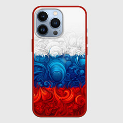 Чехол для iPhone 13 Pro Орнамент триколор, цвет: 3D-красный