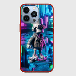 Чехол для iPhone 13 Pro Необычный Барт Симпсон в ночном неоновом городе, цвет: 3D-красный