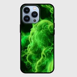 Чехол для iPhone 13 Pro Зелёный густой дым - inferno green, цвет: 3D-черный