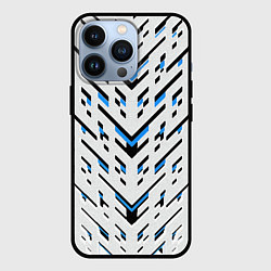 Чехол для iPhone 13 Pro Black and blue stripes on a white background, цвет: 3D-черный