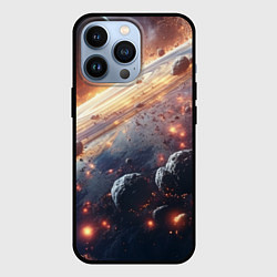 Чехол для iPhone 13 Pro Метеориты и планета, цвет: 3D-черный