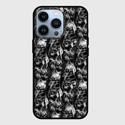 Чехол для iPhone 13 Pro Smoke skulls, цвет: 3D-черный