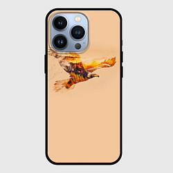Чехол для iPhone 13 Pro Летящий орел и пейзаж на закате, цвет: 3D-черный