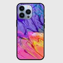 Чехол для iPhone 13 Pro Красочные разводы гуашью, цвет: 3D-черный