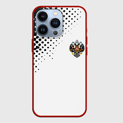 Чехол для iPhone 13 Pro Герб РФ спорт абстракция, цвет: 3D-красный