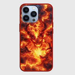 Чехол для iPhone 13 Pro Огненный демон, цвет: 3D-красный