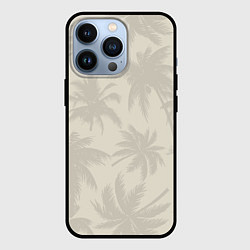 Чехол для iPhone 13 Pro Бежевые пальмы паттерн, цвет: 3D-черный