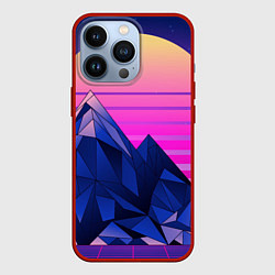 Чехол для iPhone 13 Pro Vaporwave неоновые горы, цвет: 3D-красный