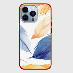 Чехол для iPhone 13 Pro Акварельные перья, цвет: 3D-красный