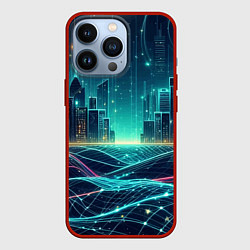 Чехол для iPhone 13 Pro Metropolis - vaporwave neon glow, цвет: 3D-красный