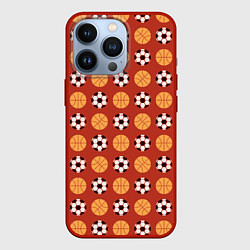 Чехол для iPhone 13 Pro Паттерн с мячами, цвет: 3D-красный