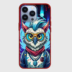 Чехол для iPhone 13 Pro Сова модница на стиле, цвет: 3D-красный