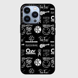Чехол для iPhone 13 Pro Rock band pattern, цвет: 3D-черный