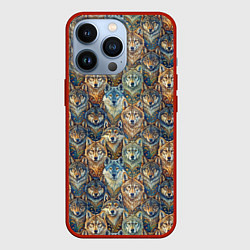 Чехол для iPhone 13 Pro Волчий узор, цвет: 3D-красный
