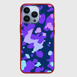 Чехол для iPhone 13 Pro Паттерн с розовыми фиолетовыми и голубыми пятнами, цвет: 3D-красный