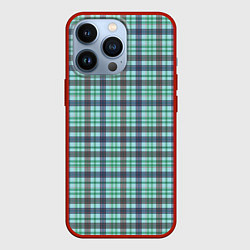 Чехол для iPhone 13 Pro Сине-зеленый паттерн в клетку, цвет: 3D-красный