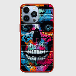 Чехол для iPhone 13 Pro Crazy color skull - graffiti, цвет: 3D-красный