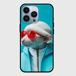 Чехол для iPhone 13 Pro Крыса в шапке, цвет: 3D-черный