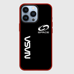 Чехол для iPhone 13 Pro Nasa space logo white, цвет: 3D-красный