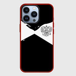Чехол для iPhone 13 Pro Герб рф абстрактные краски, цвет: 3D-красный