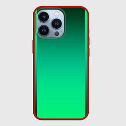 Чехол для iPhone 13 Pro Яркий зеленый градиентный комбинированный фон, цвет: 3D-красный