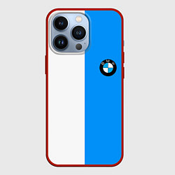 Чехол для iPhone 13 Pro BMW sport blue white, цвет: 3D-красный