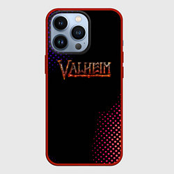 Чехол для iPhone 13 Pro Valheim logo pattern, цвет: 3D-красный