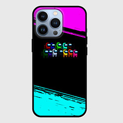 Чехол для iPhone 13 Pro Among us neon colors, цвет: 3D-черный