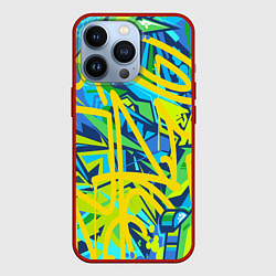 Чехол для iPhone 13 Pro Желто-зеленое граффити, цвет: 3D-красный