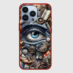 Чехол для iPhone 13 Pro Стимпанк композиция с глазом - нейросеть, цвет: 3D-красный