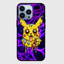 Чехол для iPhone 13 Pro Растекшийся Пикачу зомби на неоне, цвет: 3D-черный