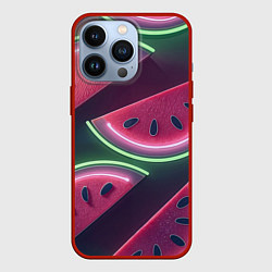 Чехол для iPhone 13 Pro Дольки арбуза неон, цвет: 3D-красный