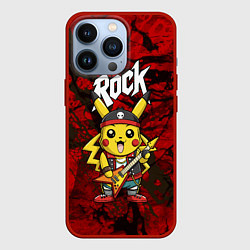 Чехол для iPhone 13 Pro Пикачу с электрогитарой, цвет: 3D-красный